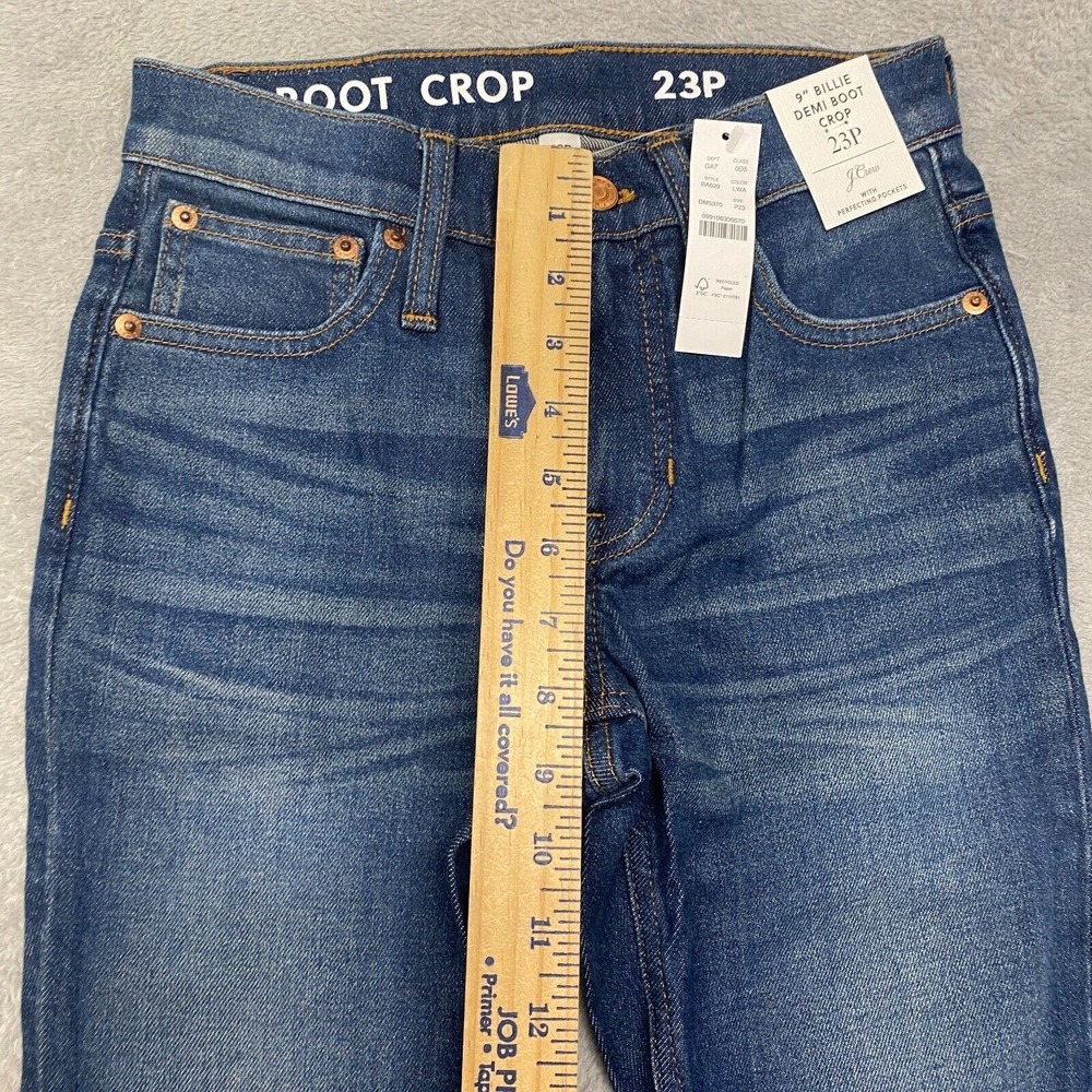 J Crew Jeans Womens 23 Petite Blue Billie Demi Boot Cut Crop Raw Hem BA629 - Picture 4 of 8
